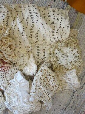 Lot of antique & vintage crochet lace trimming edging hand worked